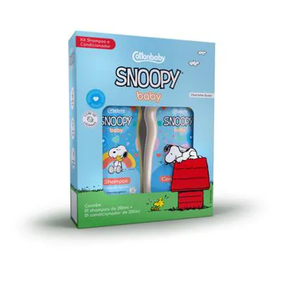 Kit Cottonbaby Snoopy Baby Toque de Algodão Shampoo e Condicionador 200ml